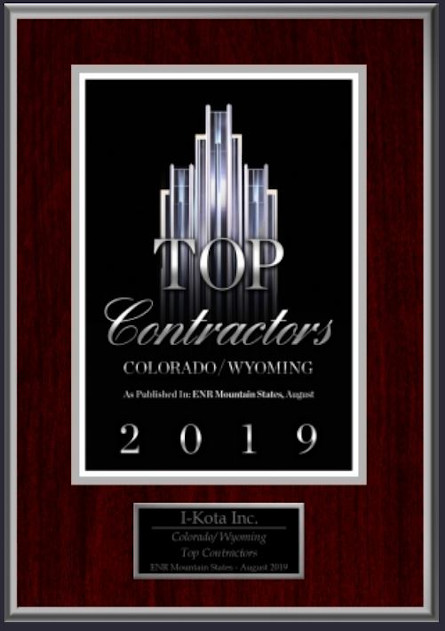 2019 TOP Contractor Colorado Wyoming Award